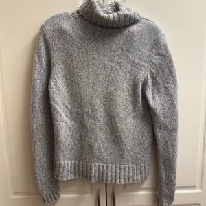 Ann Taylor 100% Cashmere Turtleneck Sweater Large Blue Marled Knit